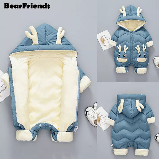 Winter Snowsuit for Newborns: Velvet-Lined Jumpsuit (0-3 Years)