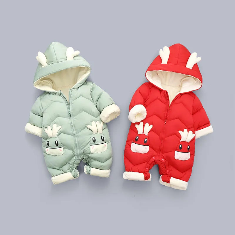 Winter Snowsuit for Newborns: Velvet-Lined Jumpsuit (0-3 Years)