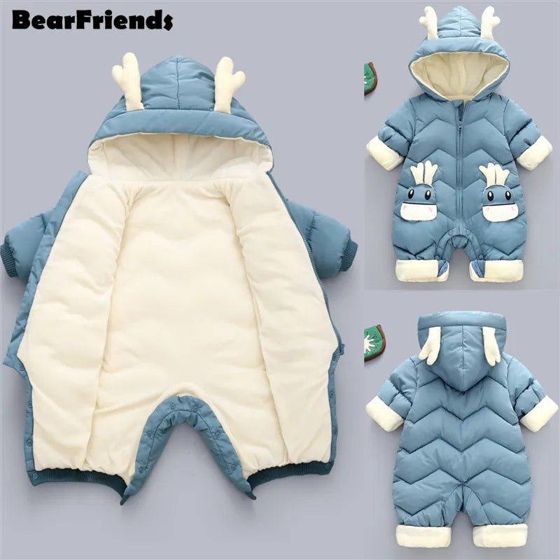 Winter Snowsuit for Newborns: Velvet-Lined Jumpsuit (0-3 Years)