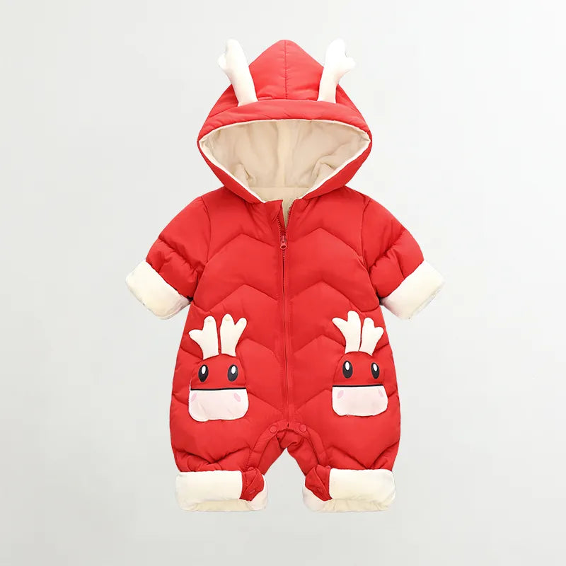 Winter Snowsuit for Newborns: Velvet-Lined Jumpsuit (0-3 Years)