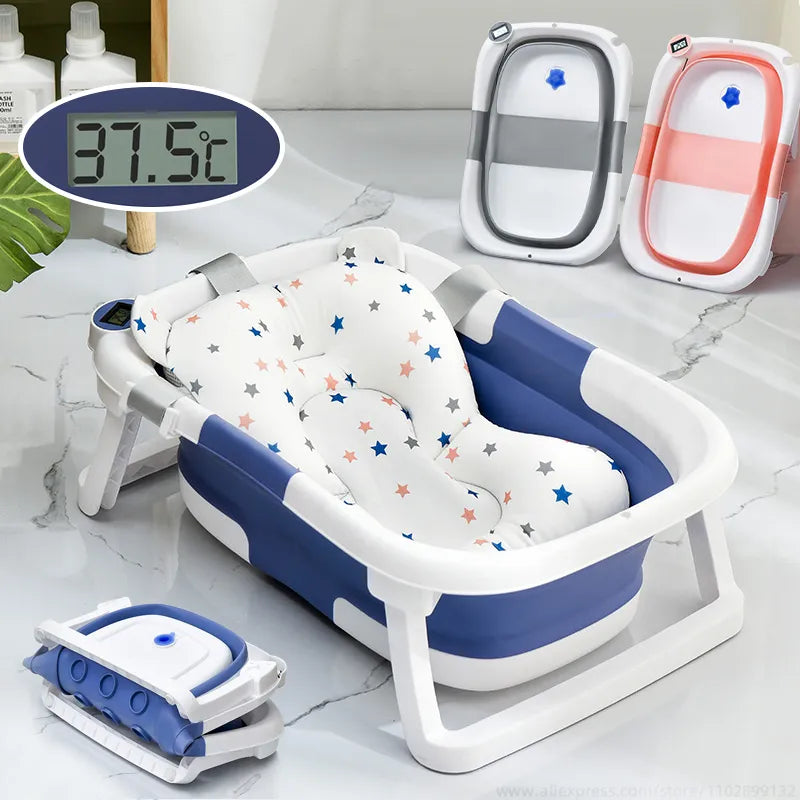 Folding Portable Baby Bath Tub with Temperature Sensing