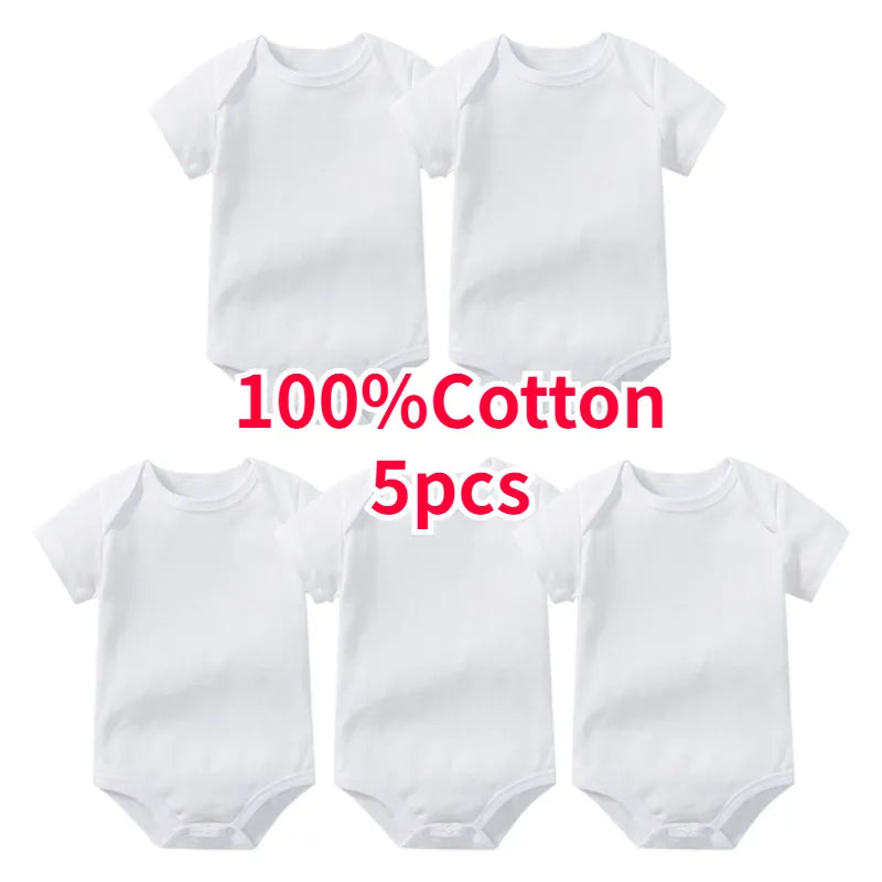 Pure White Cotton Newborn Romper Set - 3PCS/5PCS