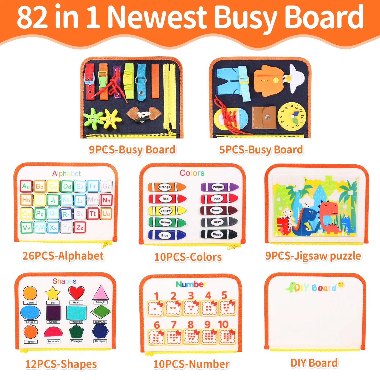 TUNJILOOL Montessori Busy Board Toy for Toddlers - Educational Sensory Gift