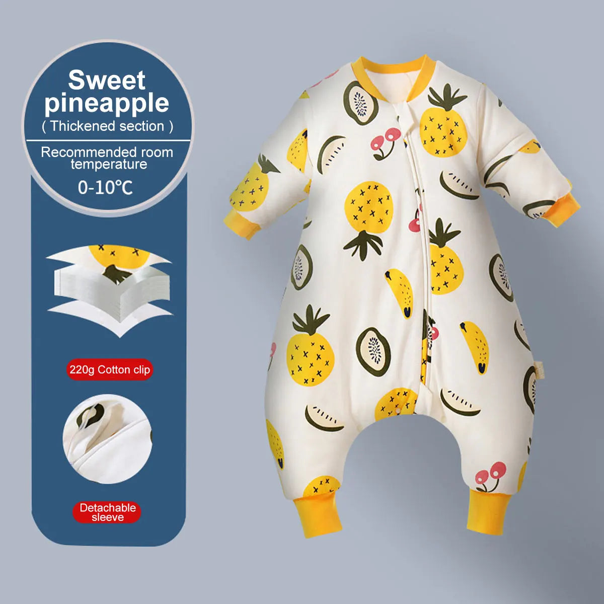 Baby Split-legged Sleepsack with Detachable Sleeves - Cozy for Autumn/Winter