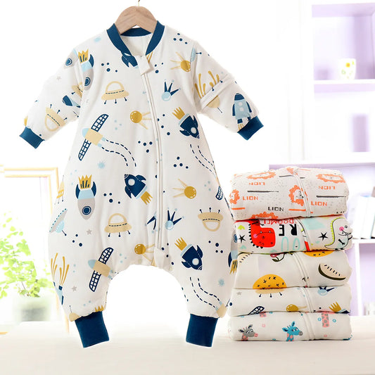 Baby Split-legged Sleepsack with Detachable Sleeves - Cozy for Autumn/Winter